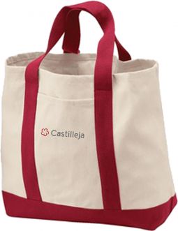 Two-Tone Shopping Tote, Natural/Red