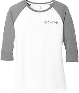 District Made Ladies Perfect Tri 3/4-Sleeve Raglan, Grey/White