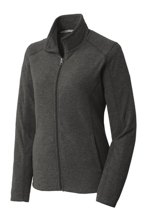 Port Authority Ladies Heather Microfleece Full-Zip Jacket, Black ...