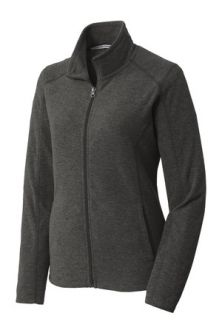 Port Authority Ladies Heather Microfleece Full-Zip Jacket, Black Charcoal Heather