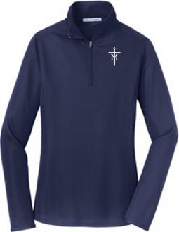 Ladies Pinpoint Mesh 1/2-Zip, True Navy