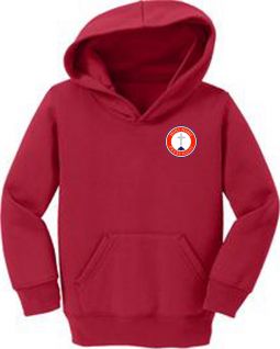 Fleece Pullover Hooded Sweatshirt, Red