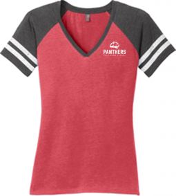 Ladies V-Neck Tee, Heather Red/Charcoal