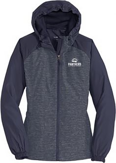 Ladies Heather Hooded Wind Jacket, True Navy