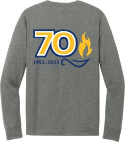 70th Anniversary - District Perfect Tri Long Sleeve Henley - Heathered Charcoal