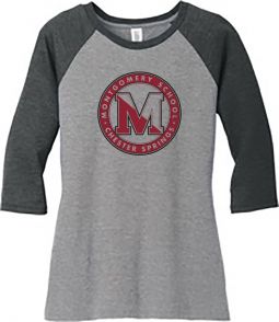 Ladies Perfect 3/4-Sleeve Raglan, Black Frost/Grey Frost