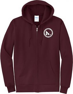 Fleece Full-Zip Hooded Sweatshirt, Maroon