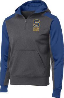 Sport-Tek Fleece 1/4-Zip Hooded Sweatshirt, Royal/Grey