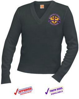 UNISEX Classic V-Neck Long Sleeve Pullover, Charcoal Heather